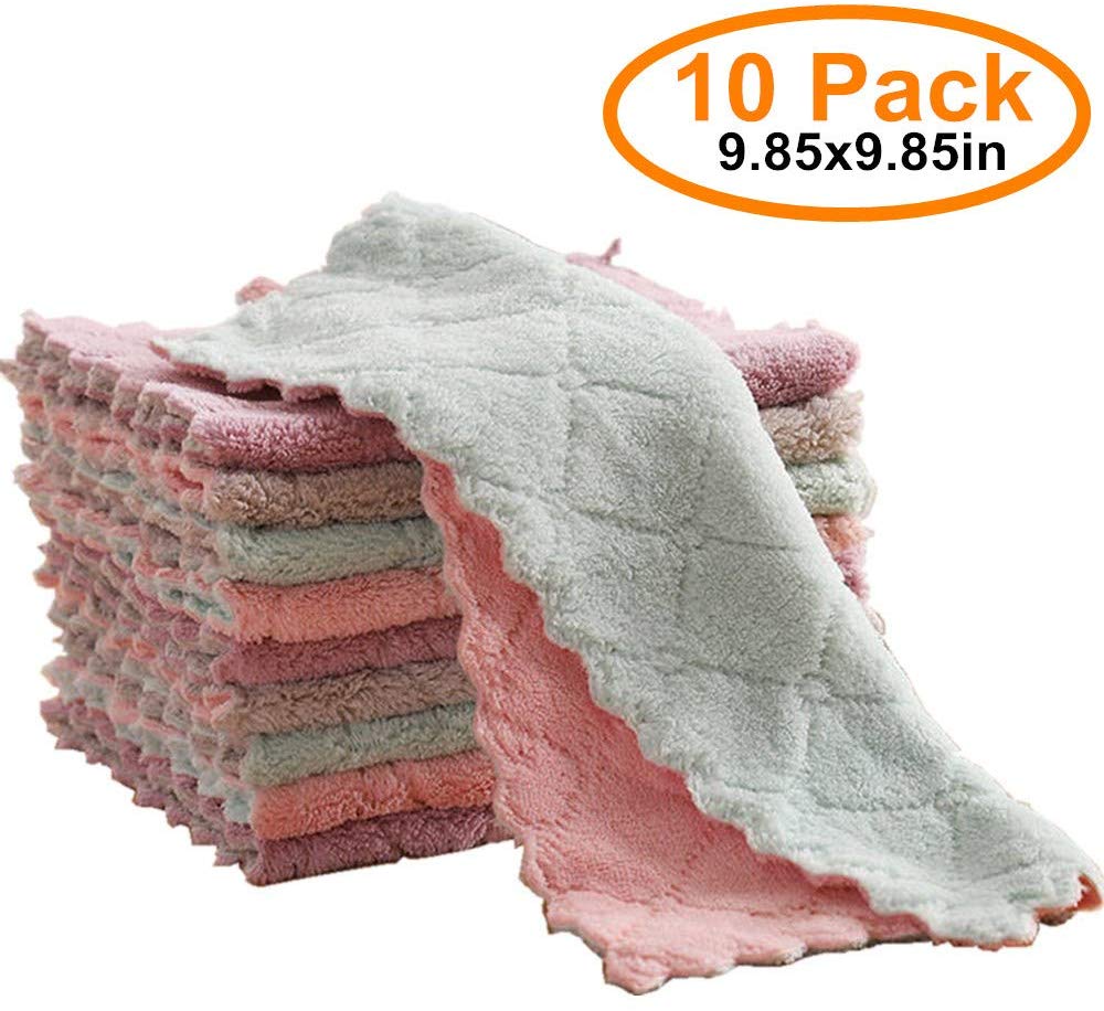 10 Pack Kitchen Cloth Dish Towels, Premium Dishcloths, Super
